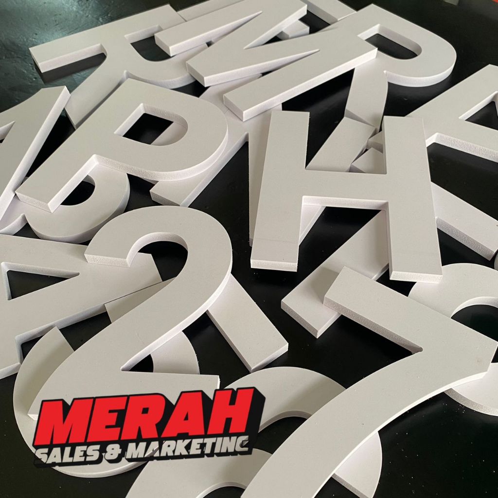 (H 14CM) 3D PVC Lettering & Numbering White / Black Color Hiasan ...
