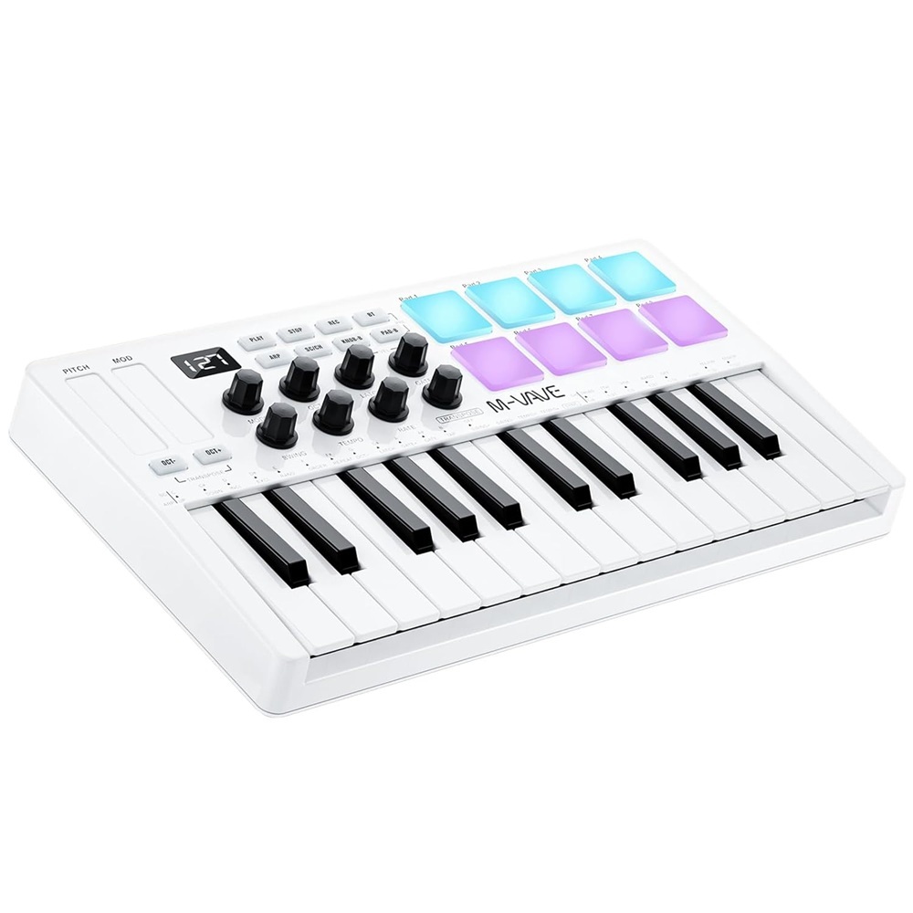 M-Vave SMK25 25-Key Wireless MIDI Keyboard Controller, Velocity Keys ...