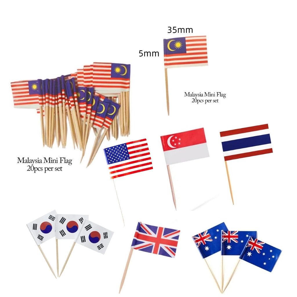 Country Mini Flag cupcake topper Merdeka National Day flag uk korea ...