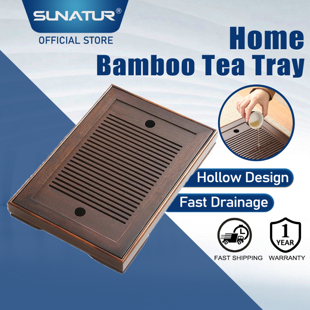 Bamboo Tea Tray Rectangle Tea Sea Set Small Household Tea Drain tray ...