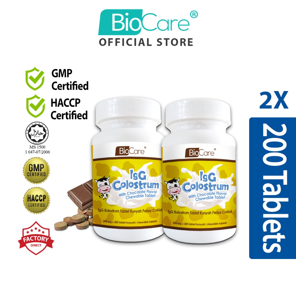 Biocare IGG Colostrum Chewable Tablet (2 x 200S x 200mg) Bovine ...