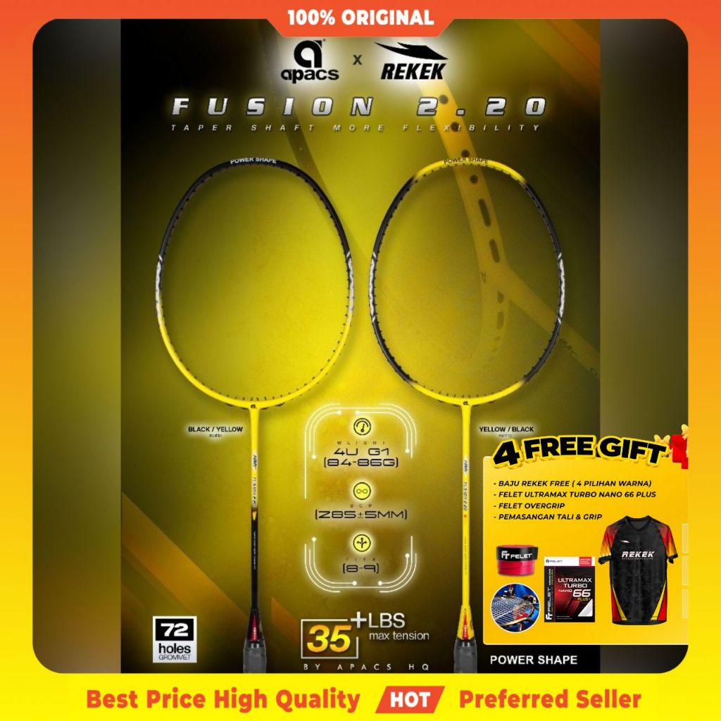 APACS FUSION 2.20 Badminton Racket EXCLUSIVE BY REKEK Raket Badminton ...