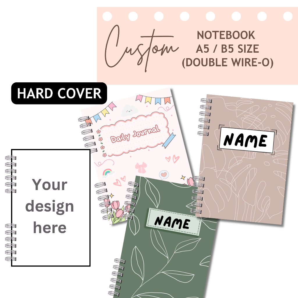 Hard Cover A5 Custom Notebook 200 Pages Double Wire-O Bind | Shopee ...