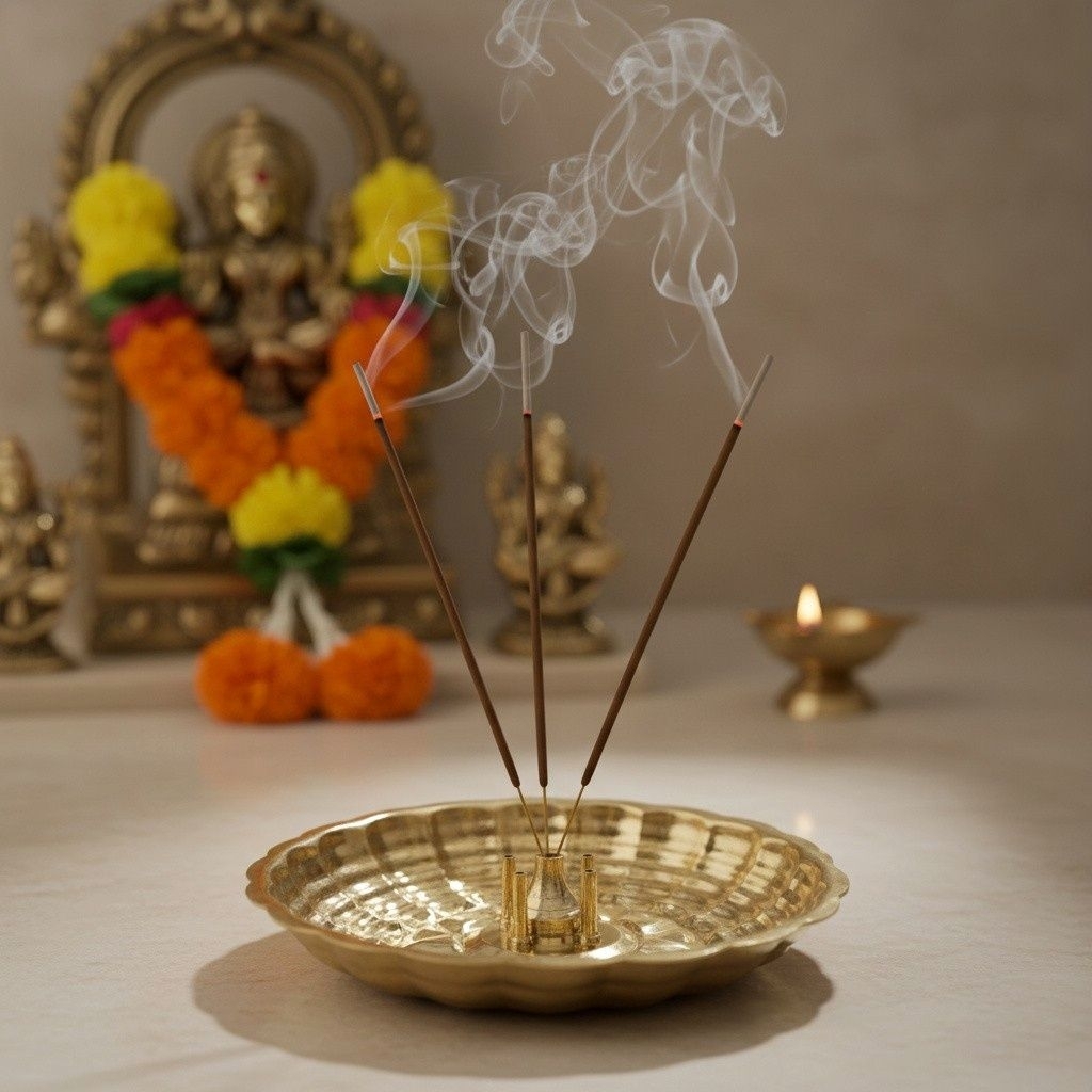 BRASS BATHI AGARBATHI STAND / POOJAI ITEM / BRASS INCENSE STAND WITH ...