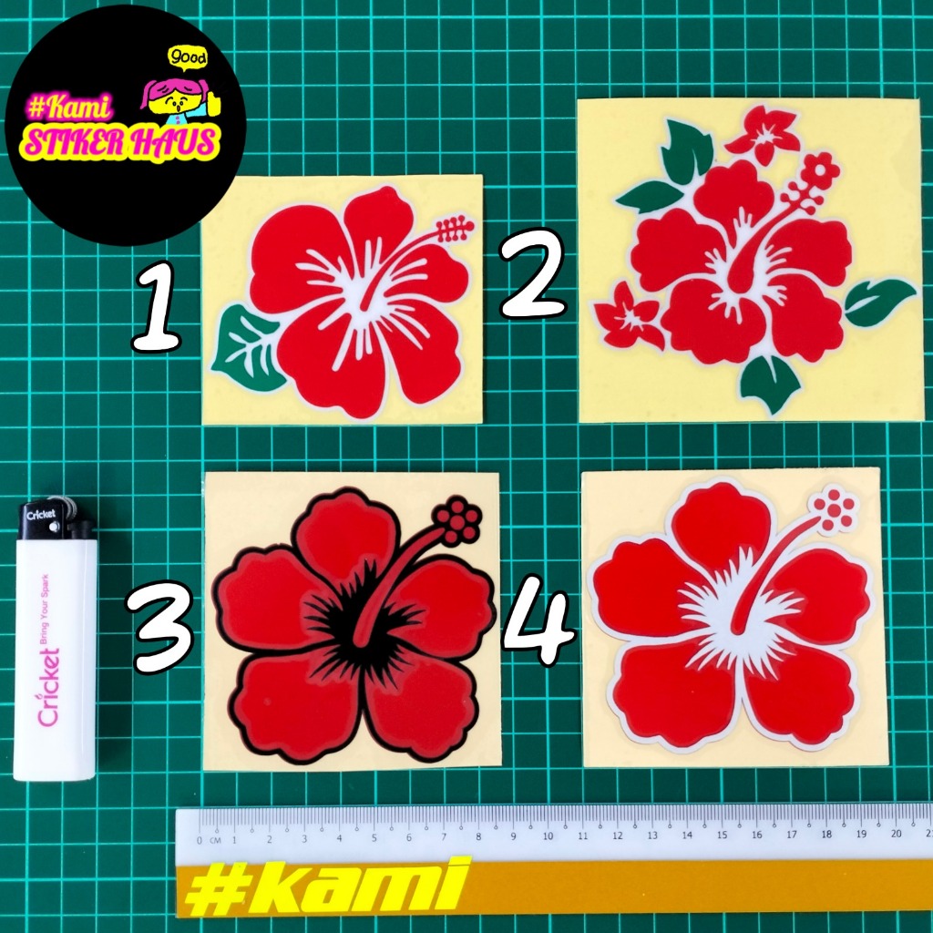 Stiker Bunga Raya / Sticker Hibiscus Flower / Stickers Cutting ...