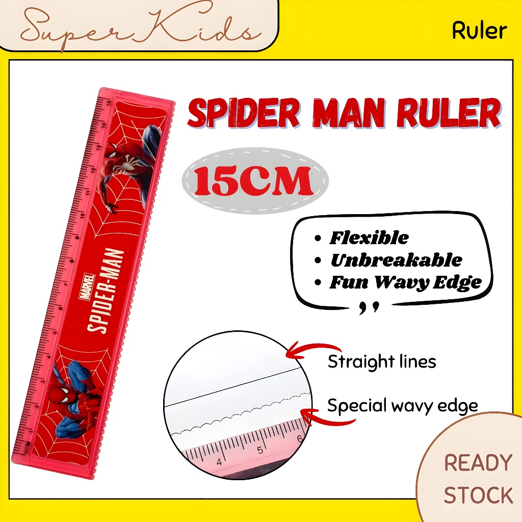 RULER 15cm Spider Man Pembaris Sekolah Alat Tulis Cartoon Plastic ...