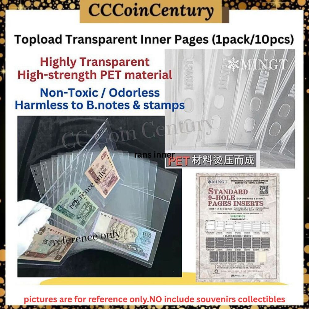 MINGT 9hole Inner Sheets Transparent Banknotes Collections Penyimpanan ...