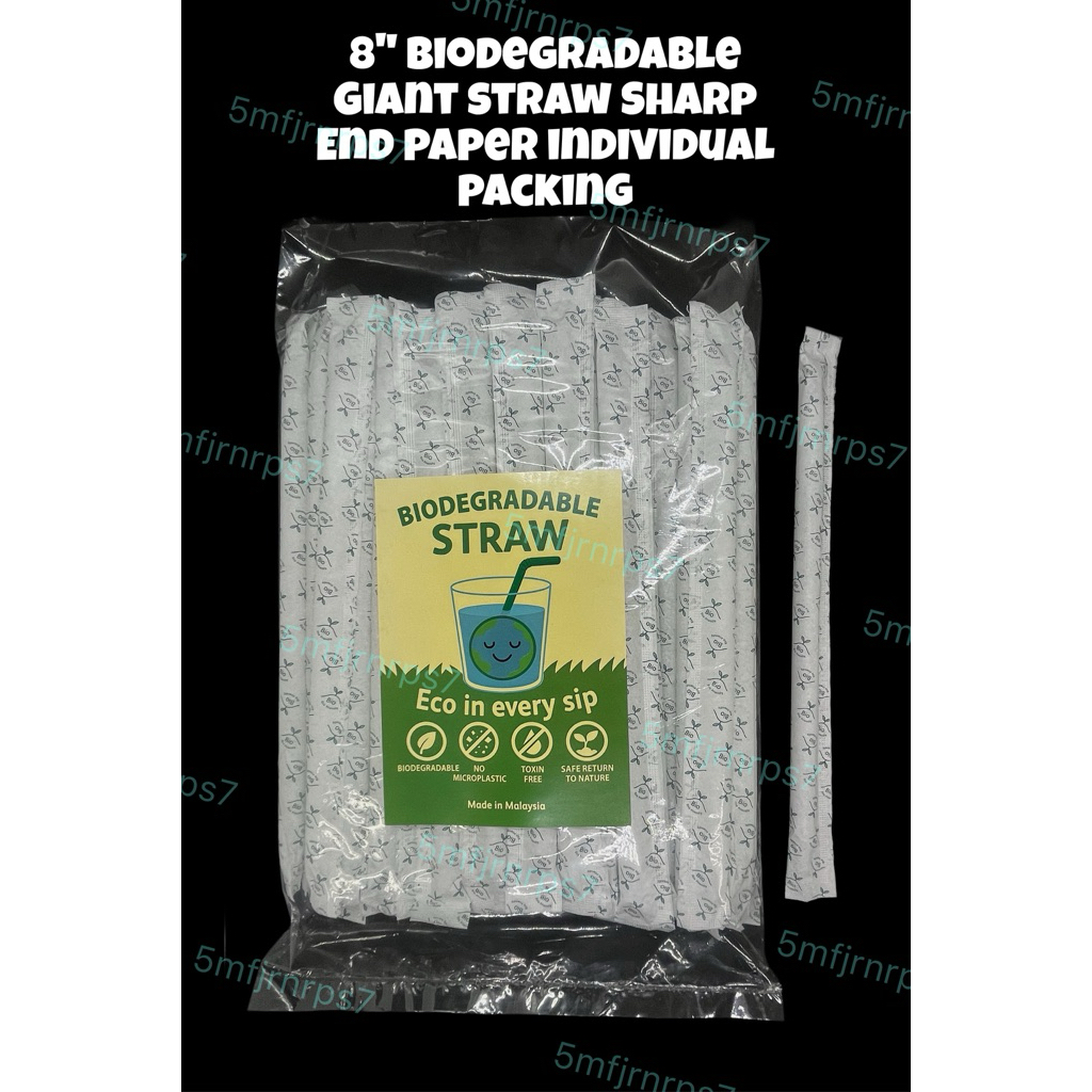 8” Biodegradasi Straw Besar Pembungkusan Individu / Biodegradable Giant ...