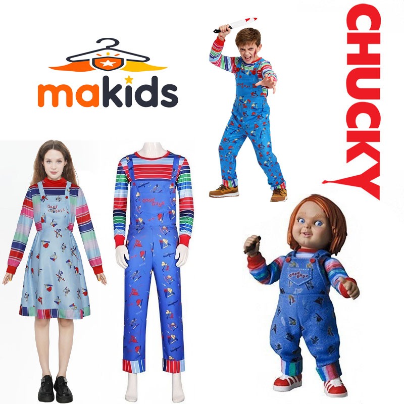 {Local &24H Ship}Kids & Adult Chucky Horror Doll Cosplay Jumpsuit ...