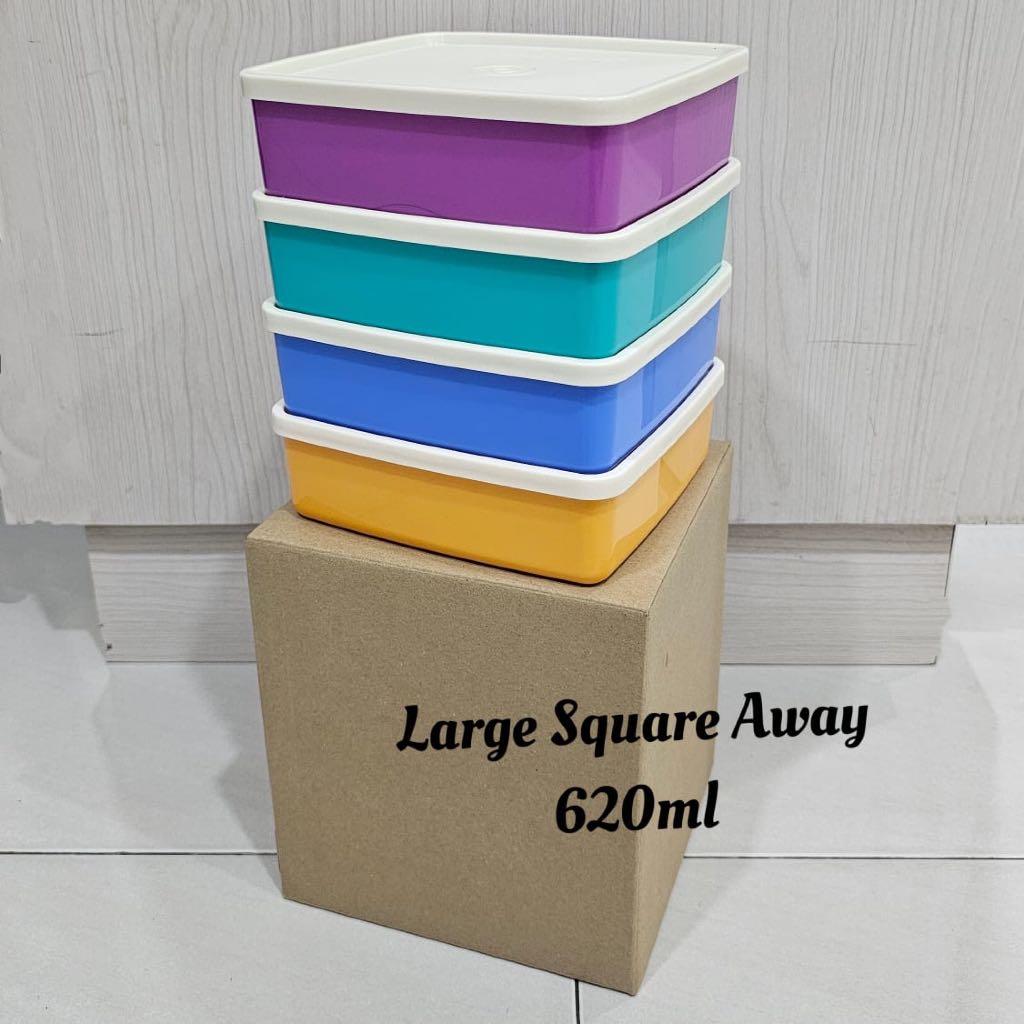 Tupperware Large Square Away 620ml (4 PCS) + BOX | Shopee Philippines