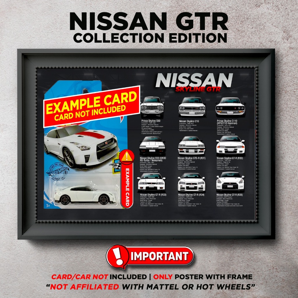 Gambar Frame Diecast Hotwheels Nissan GTR Collection Berserta Poster ...