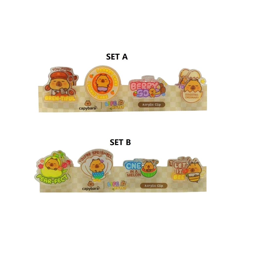 Pimoo Capybara Arcylic Clip - Life Notes 4 In 1 Set Double Sided PP ...