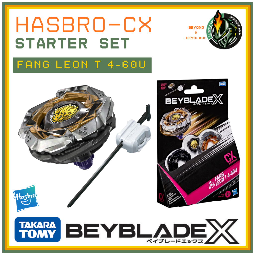 Beyblade X Starter Pack Fang Leon T 4-60U CX, toupie Takara Tomy de type équilibre, toupies de compétition, dès 8 ans