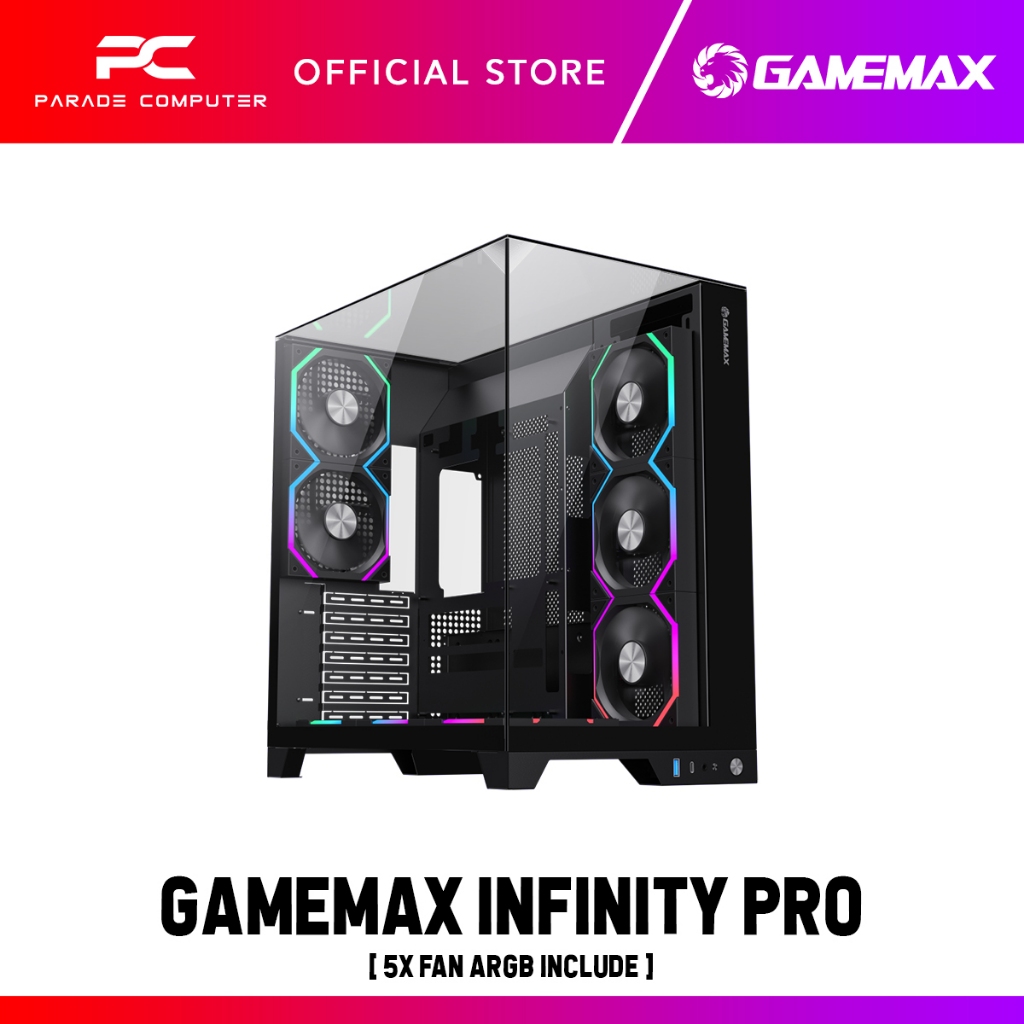 GAMEMAX INFINITY PRO THREE-SIDE TEMPERED GLASS ATX PC CASE - BLACK ...
