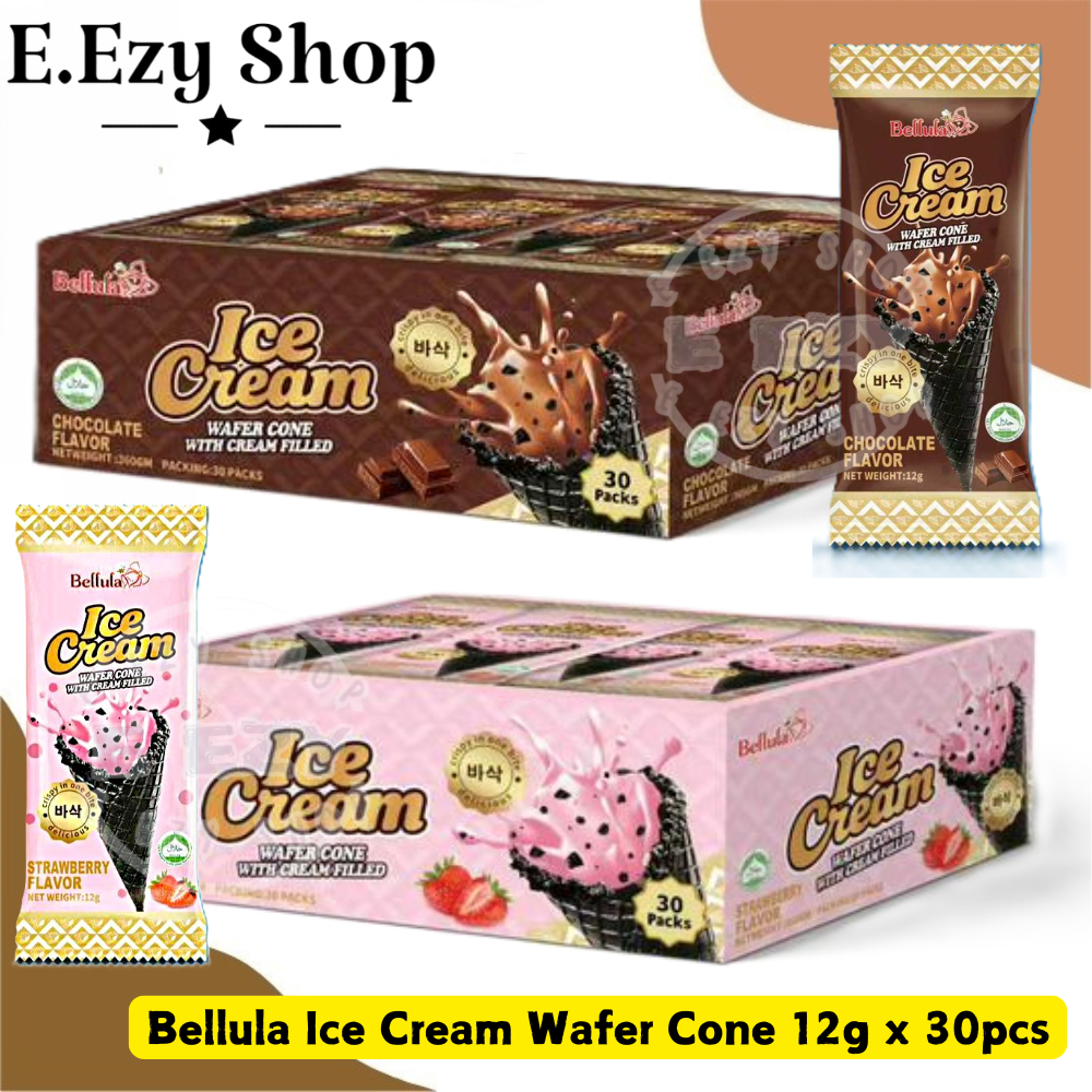 Bellula Ice Cream Wafer Cone With Cream Filled Chocolate / Strawberry ...
