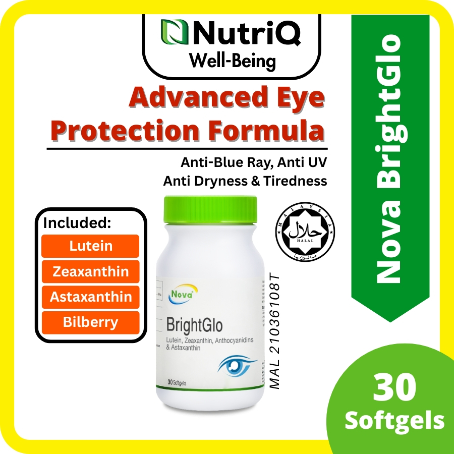 Nova BrightGlo Lutein Bilberry Astaxanthin Zeaxanthin for Eye Tiredness ...