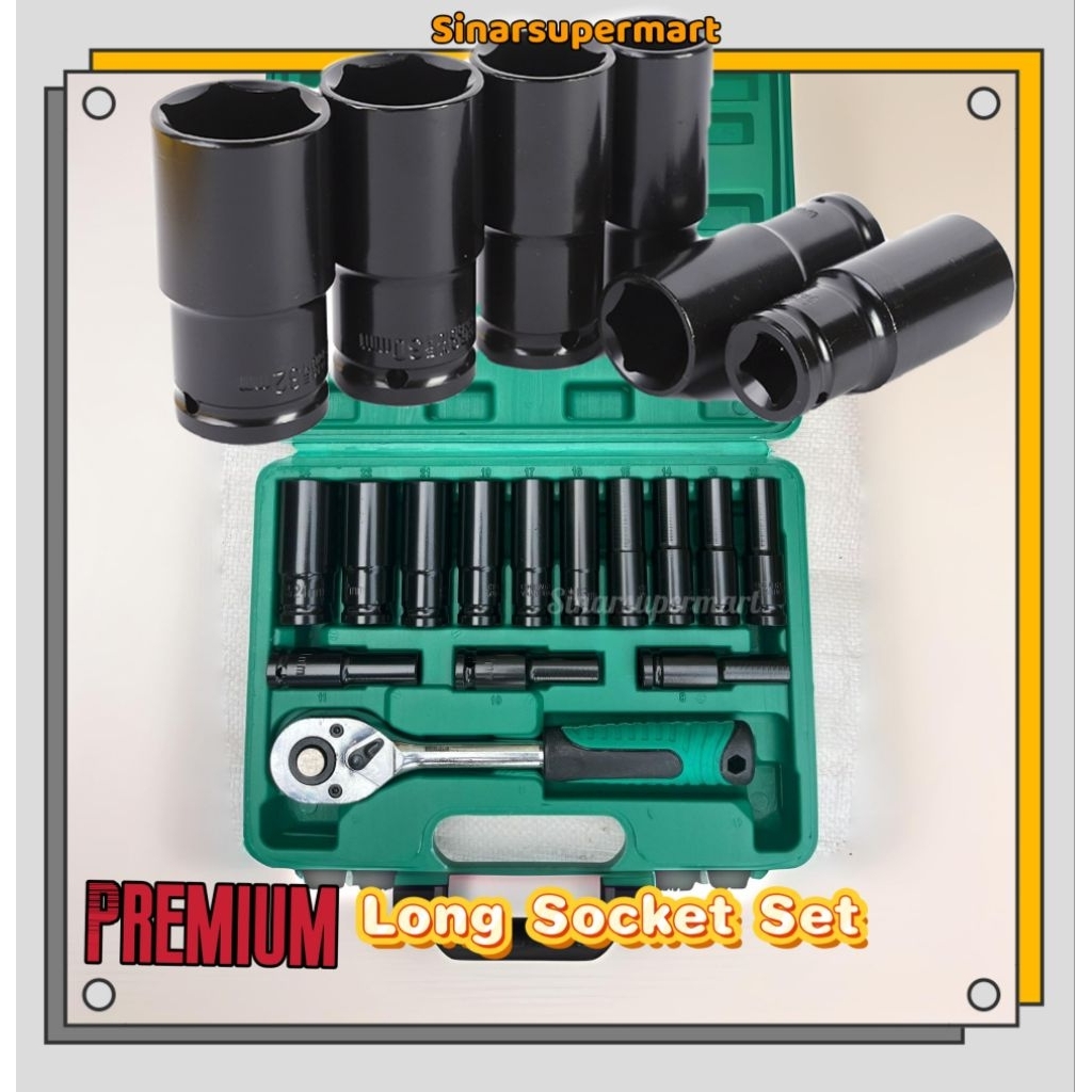 SinarSupermart 20pcs Heavy Duty Long Impact Socket Set 1/2
