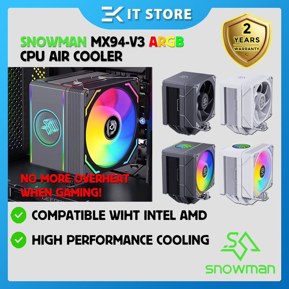 Snowman MX94-V3 Dynamic ARGB Tower CPU Fan Air Cooler Heatsink for ...