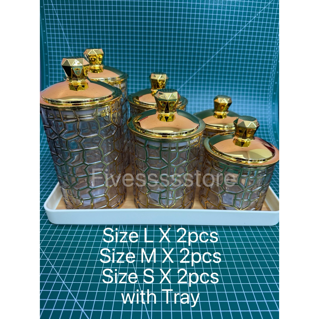 Set of 6pcs Container Biscuit Hari Raya Kedap Udara Balang Kuih Raya ...