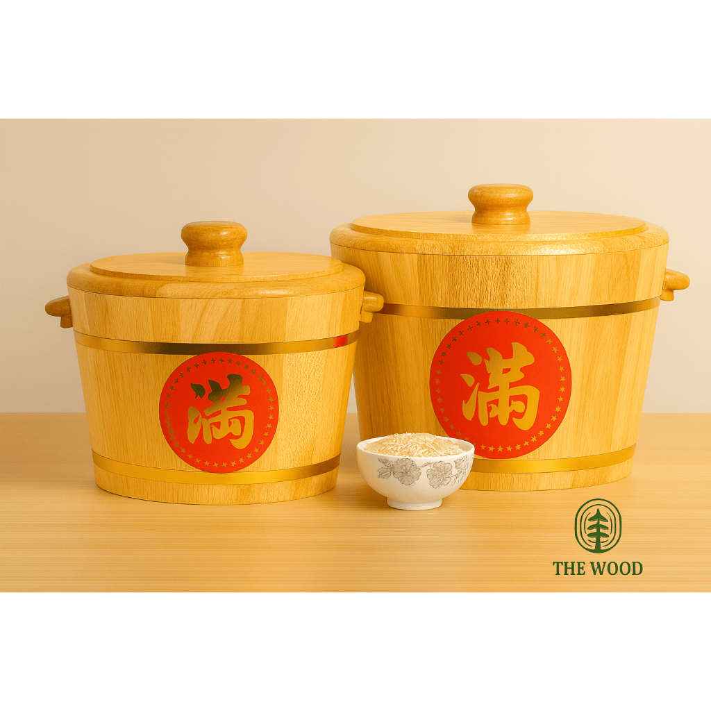 Wooden Rice Bucket Rice Bucket 6KG/10KG/12KG Moisture-Proof Storage ...