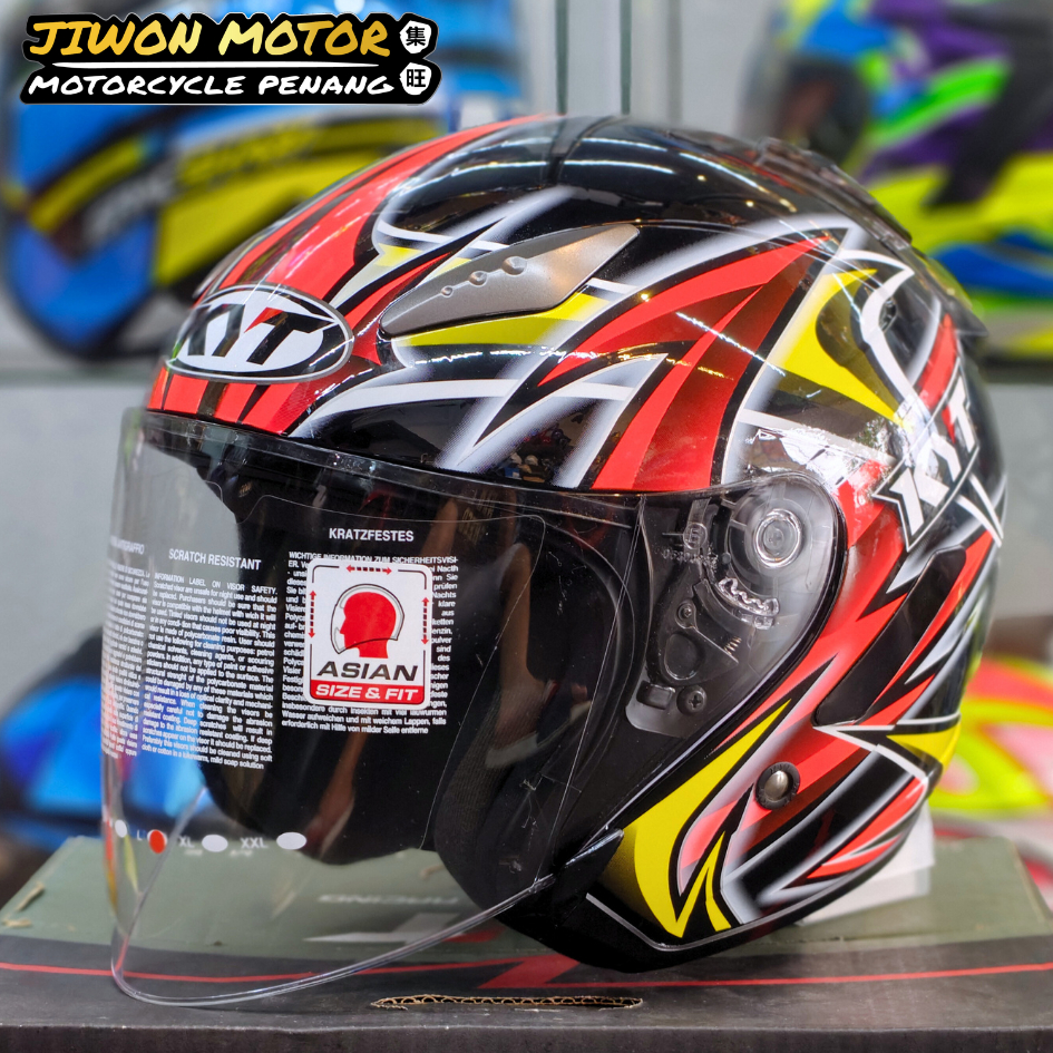 KYT 100 SINGLE VISOR HELMET KYT HELLCAT GALAXY BIKE BLACK FUXIA ...