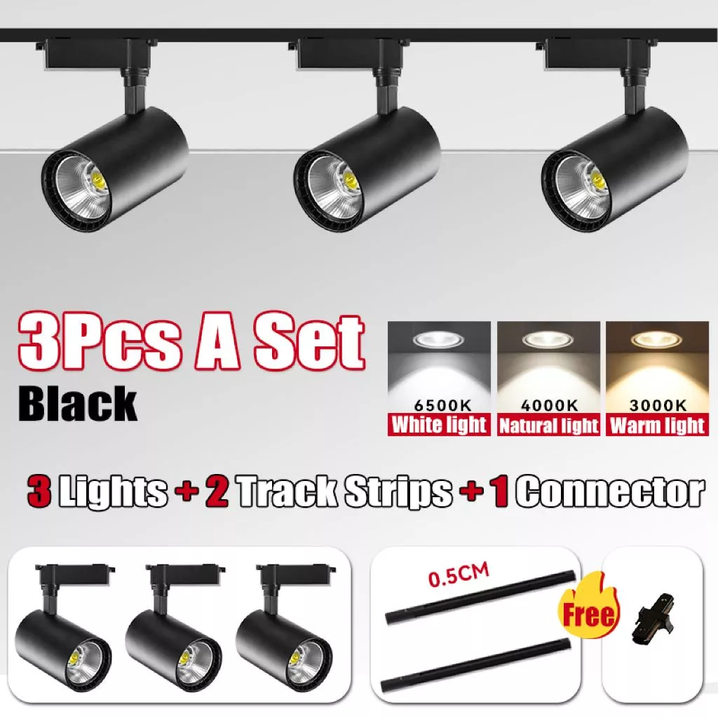 3PC LED Track Light Spotlight 220V, with Aluminum Rails - Ceiling Ligh ...