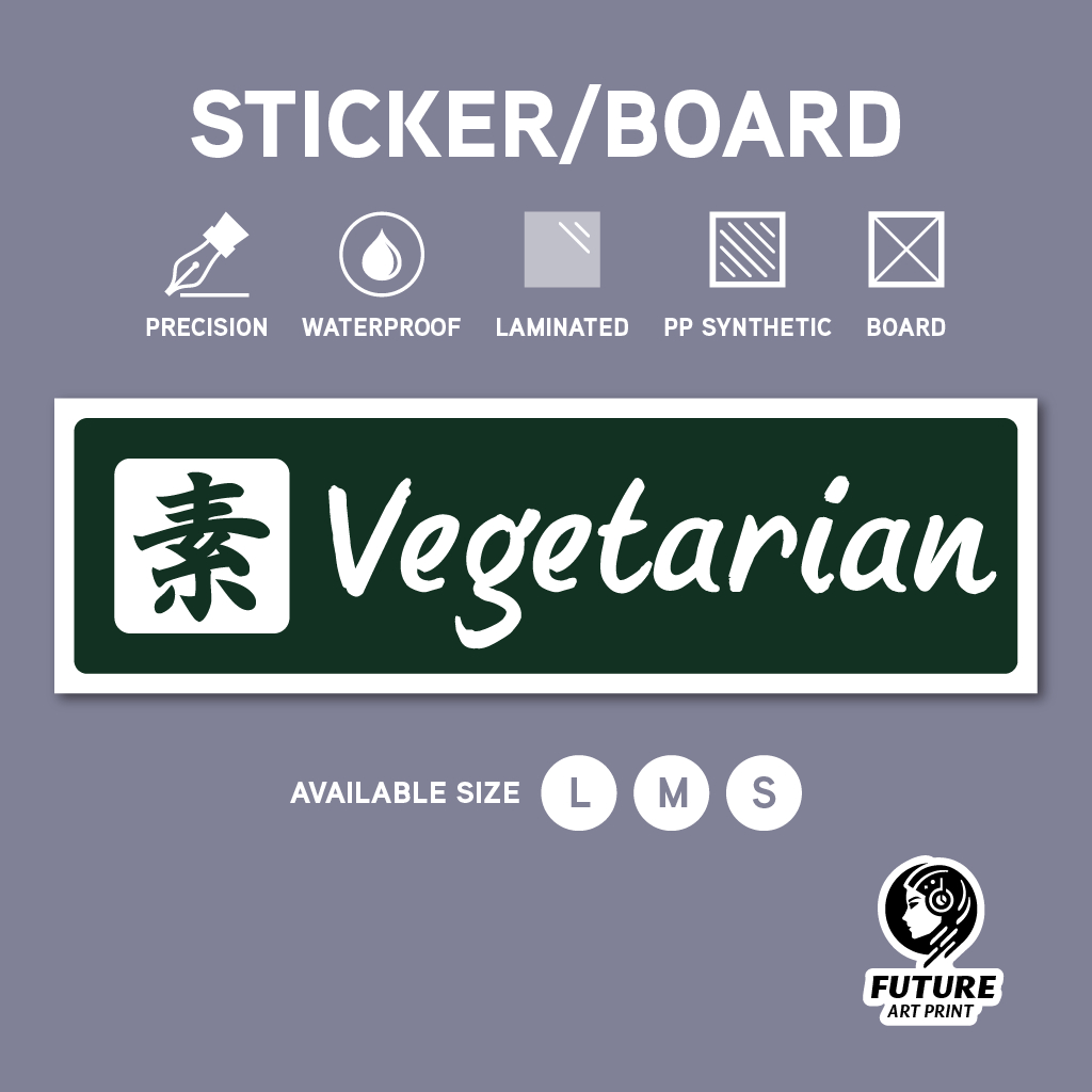 Vegetarian 素. Sticker Sign Signage Label Signboard Board. Vegan Vege ...