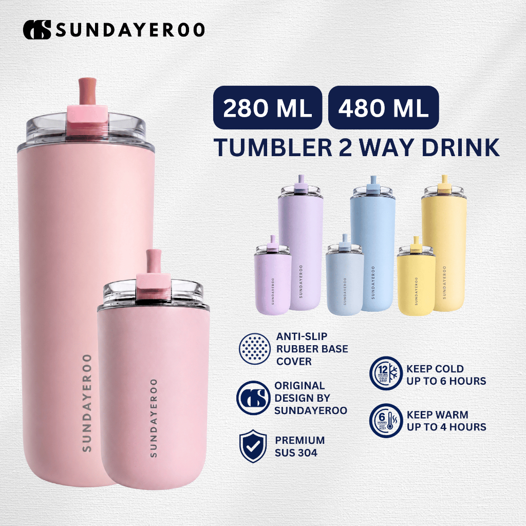 SUNDAYEROO 280ML Matcha Tea Cup Tahan Panas Sejuk Leak Proof Tumbler ...