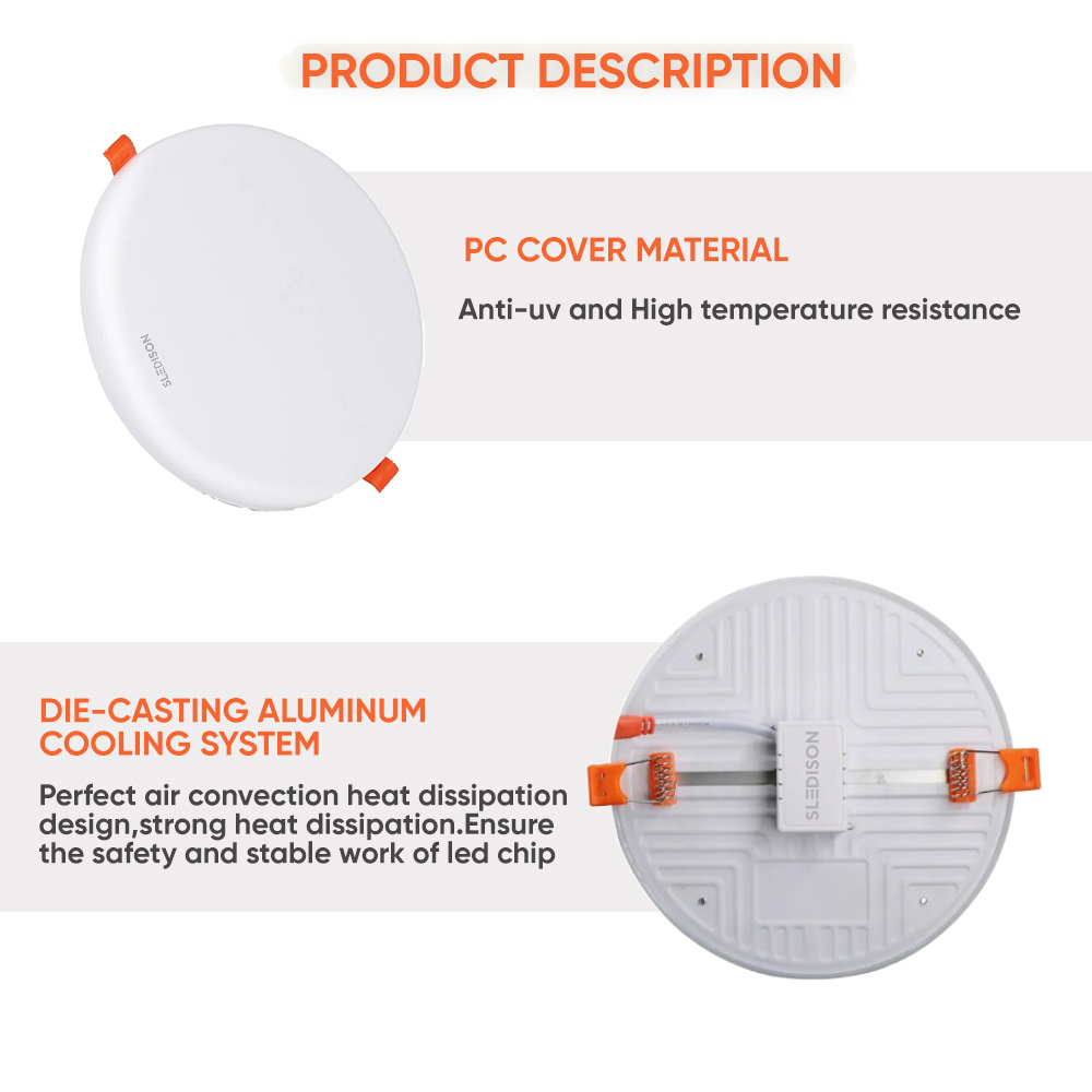 SL EDISON 24W 7" Recessed LED Panel Light Lampu Downlight 3 Color
