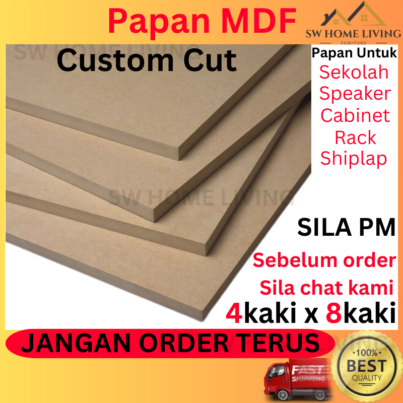 Papan MDF board DIY thickness 3mm 6mm 9mm 12mm 15mm 18mm board sheet