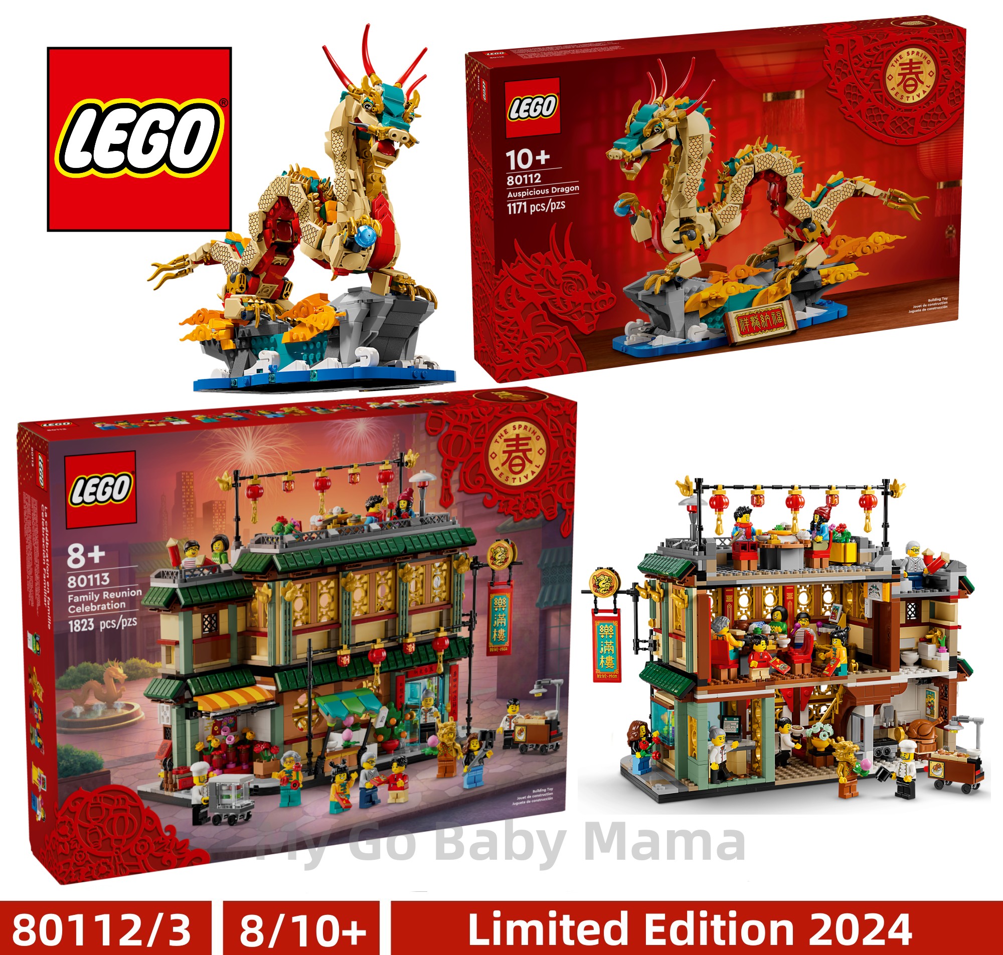 LEGO 80112 Auspicious Dragon 80113 Family Reunion Celebration ( Limited ...