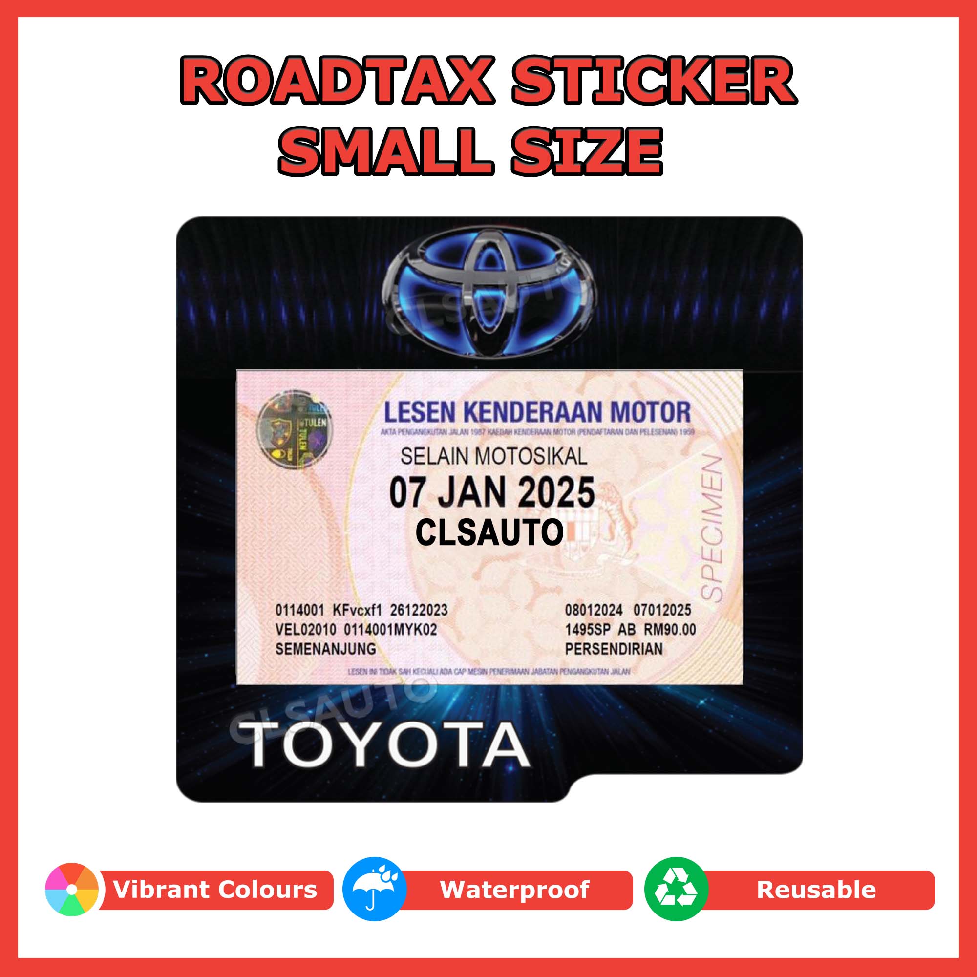 Roadtax Sticker Small Pelekat Rotex Kereta Rotax Cover Casing Car ...