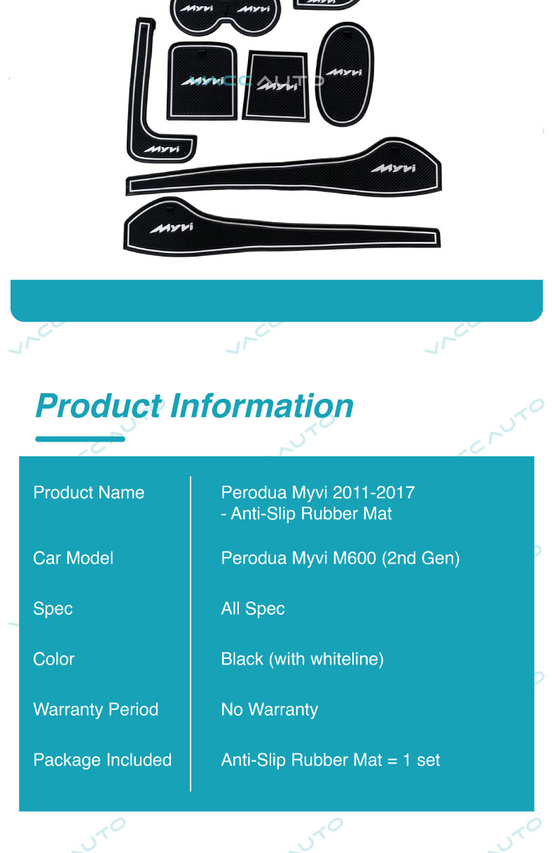 Perodua Myvi (2nd Gen) Anti Slip Rubber Mat Car Accessories Vacc Auto ...