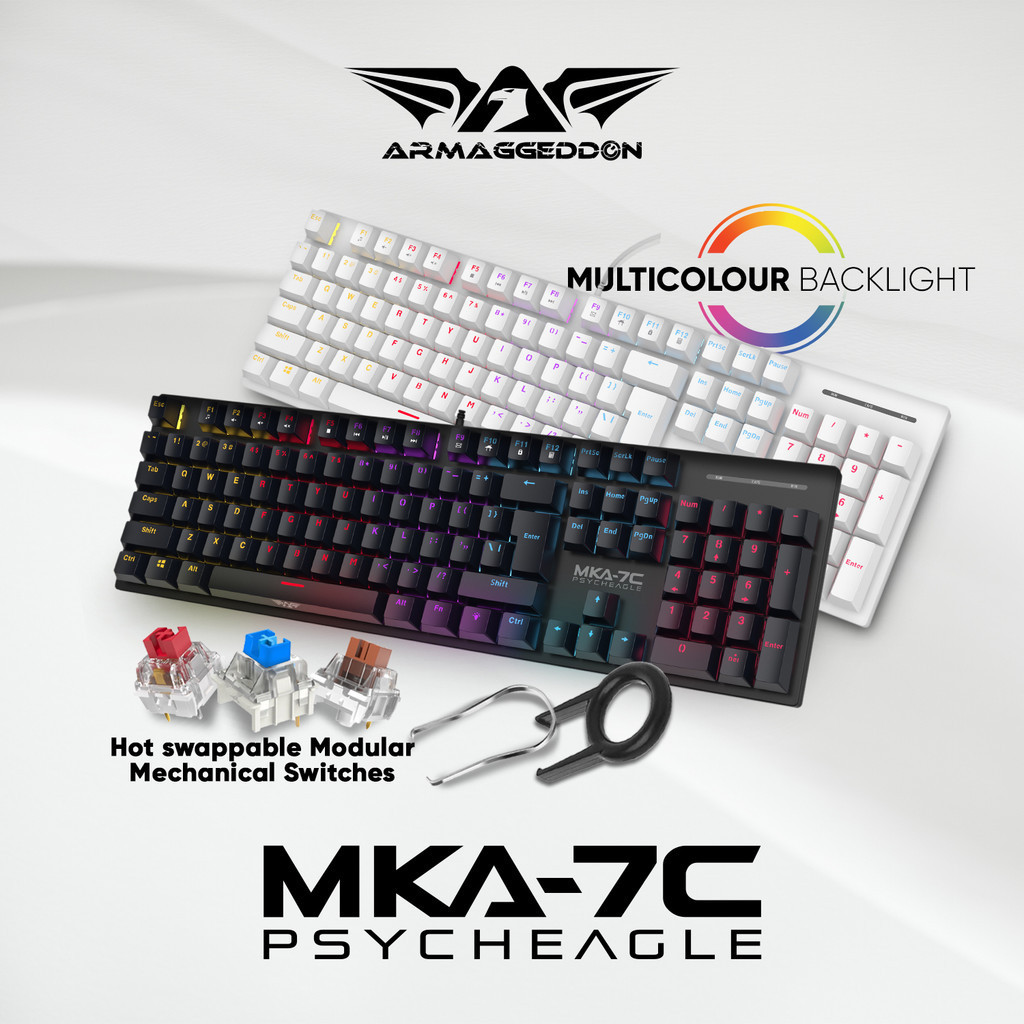 Armaggeddon MKA-7C Psycheagle Blue Switch Mechanical Keyboard - Black ...