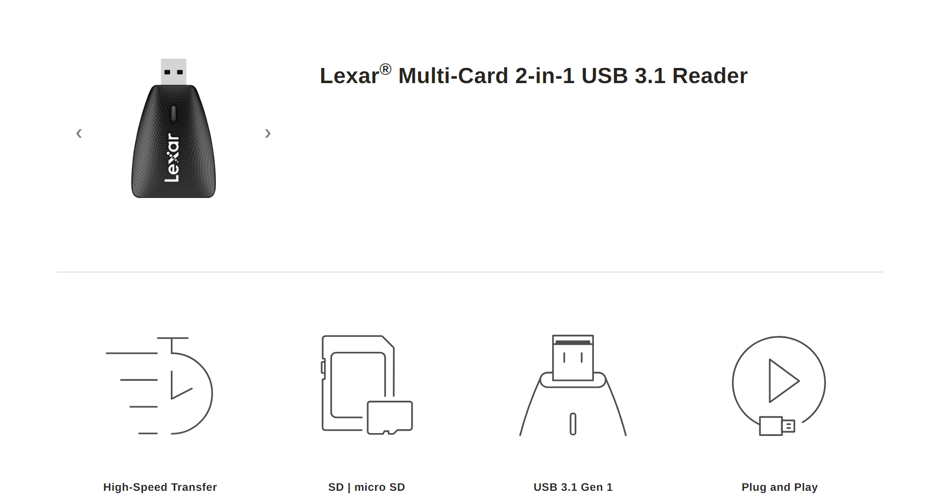 Lexar Multi-Card 2-in-1 USB 3.1 Reader LRW450UB ( USB 3.1 Gen 1 / 2 ...