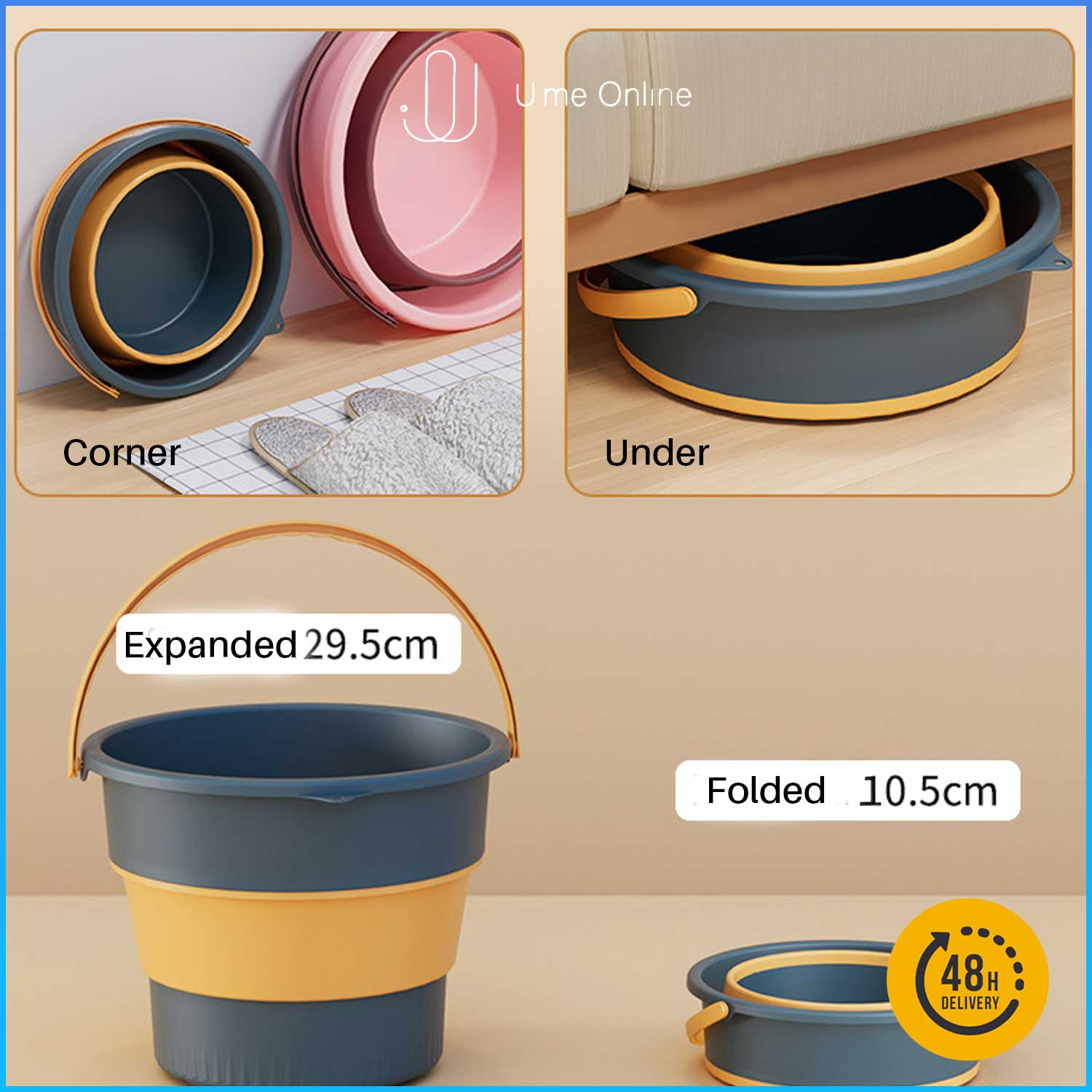 U.me Foldable Collapsible Portable Water Bucket with Handle Baldi Lipat ...