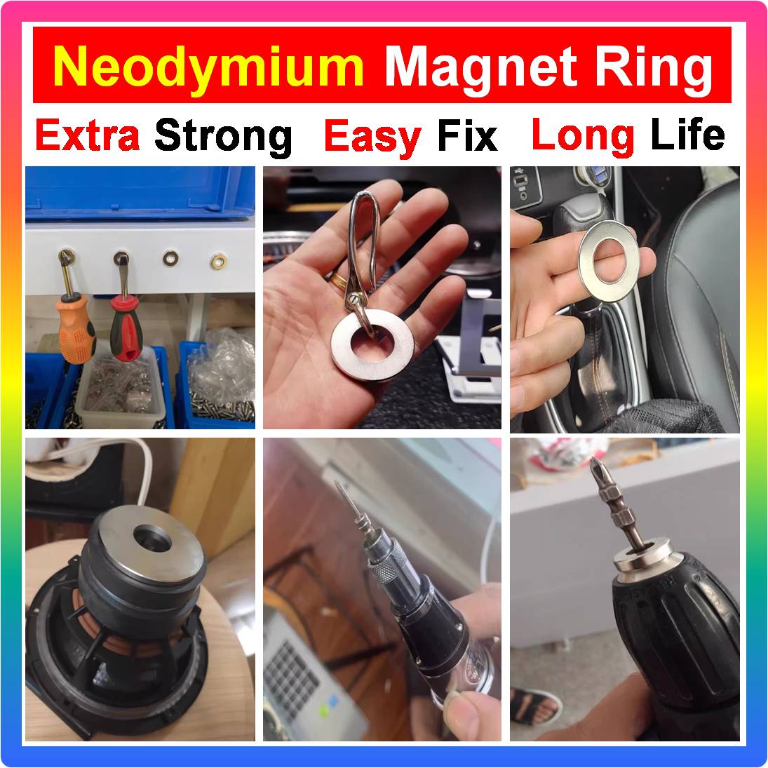 1pcs Neodymium Magnetic Ring Strong Round Magnet with Hole Magnet ...