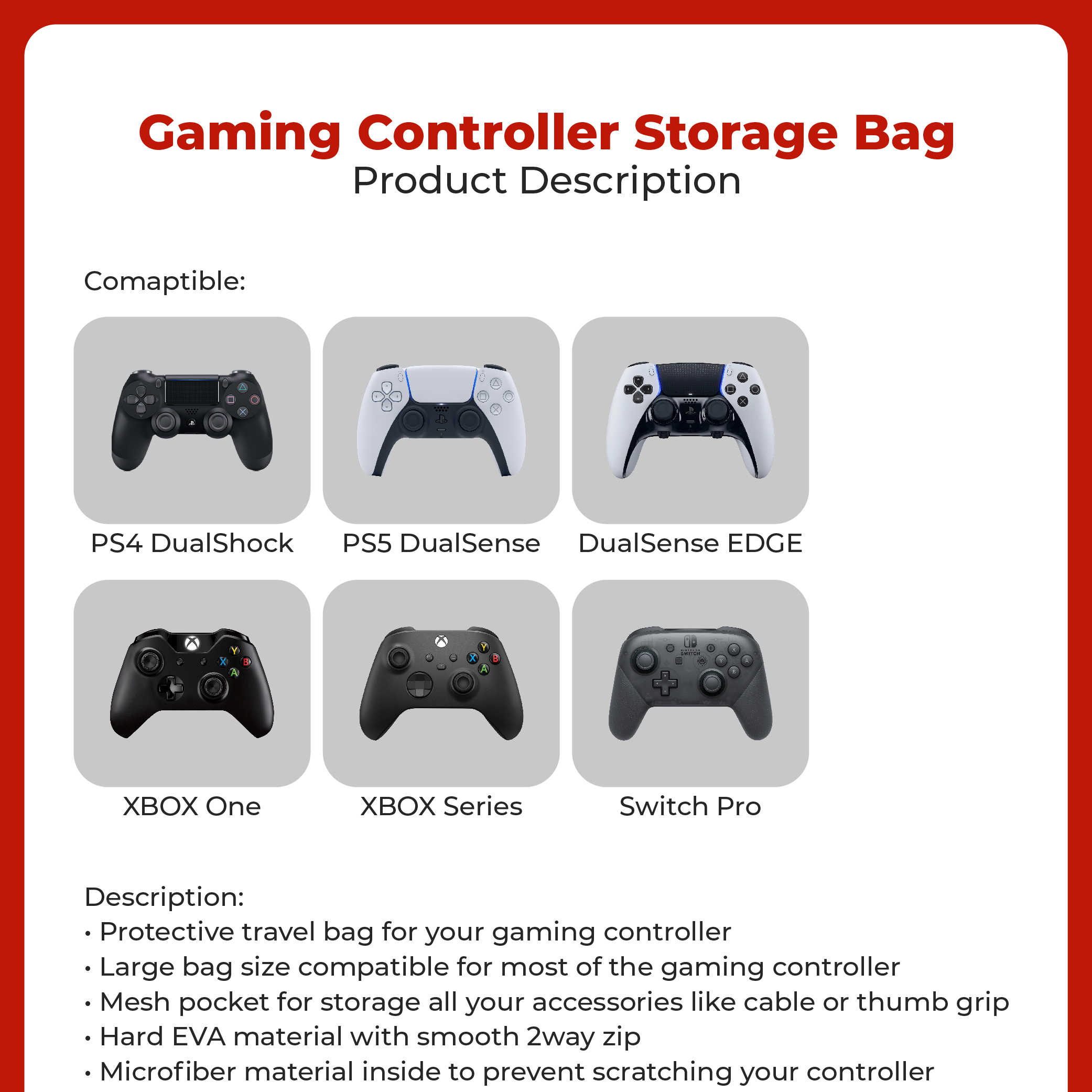 DOBE PS5 Controller Bag Travel Case PS4 XBOX Switch Pro Gaming ...