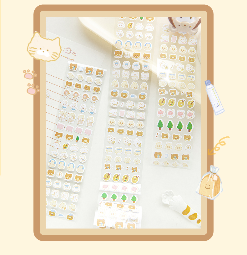 INS Korean Style Life Expression Series Die Cut Mini Deco Stickers Roll ...