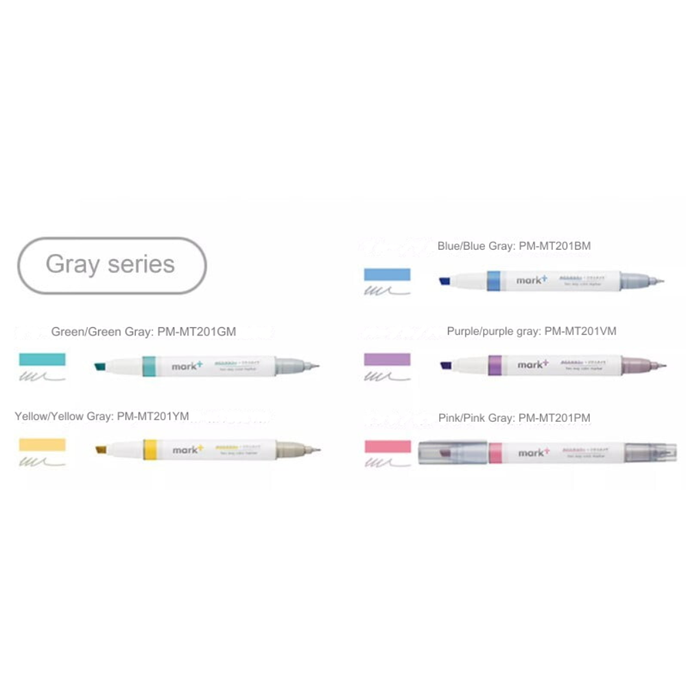 Kokuyo 2-Way Highlighter Marker 5 Colors Set. Mark+ Gray Type PM ...