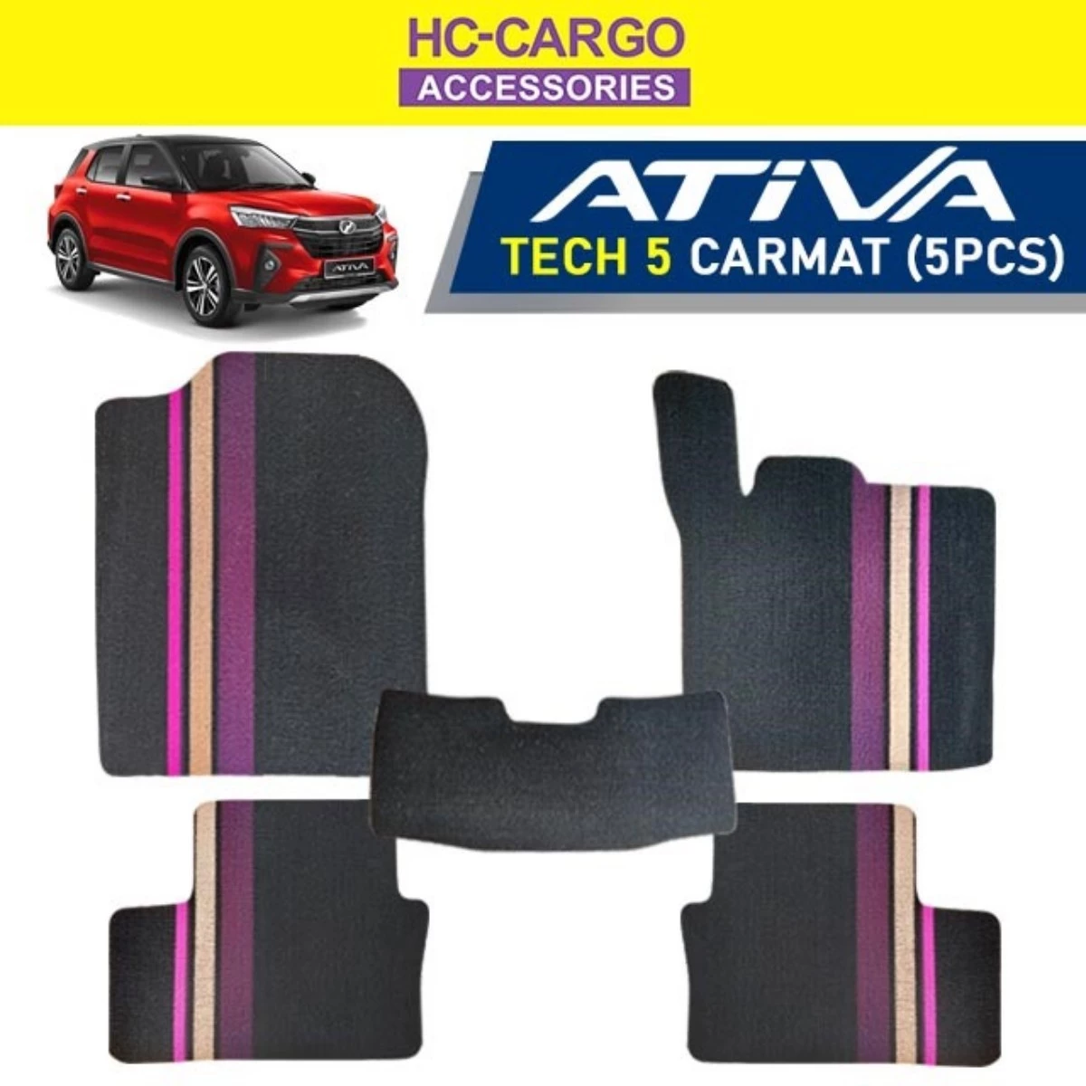 Perodua Ativa Carpet Carmat Tech 5 Ultra Slip 8mm Anti Slip 5PCS ...