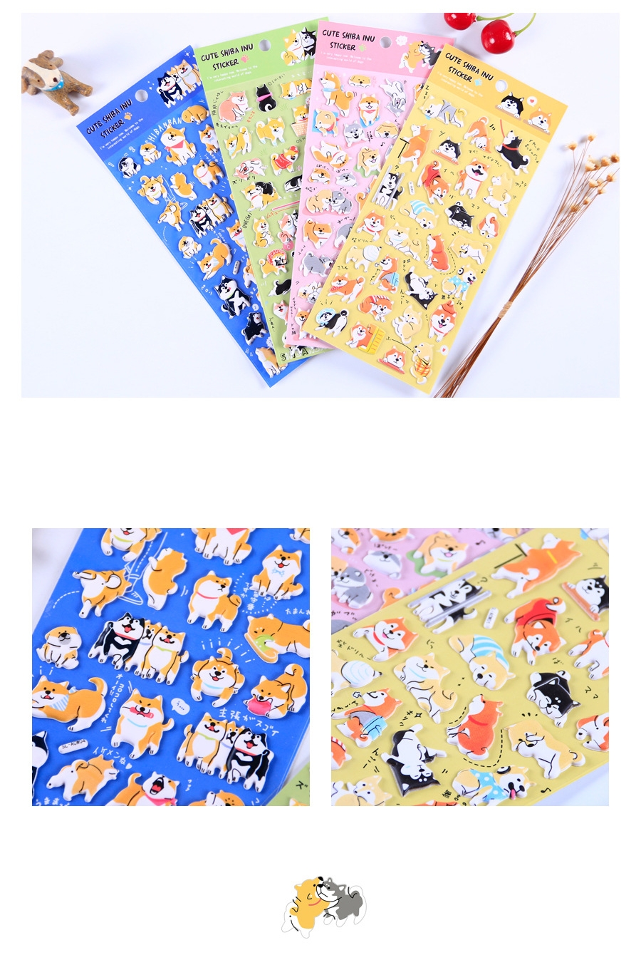 Japanese Cute Cartoon I Shiba Inu 3D Puffy Deco Stickers Doggie ...