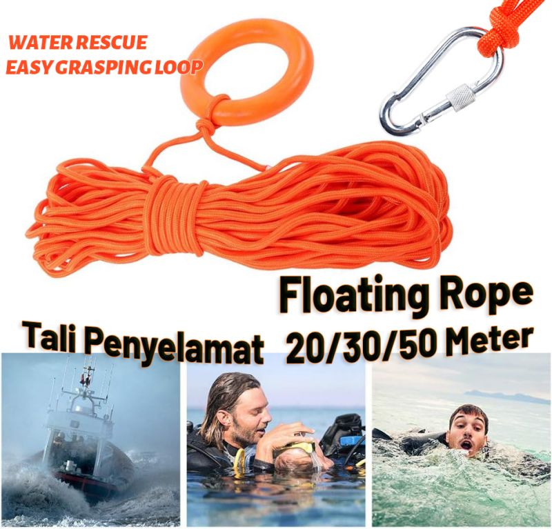 10mm 30/50M Emergency Lifeline Saving Rope Water Floating Rescue Night ...