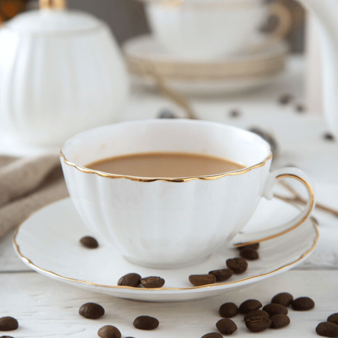 Classic White Teapot Set Minimalist White Tea Cup Set 900ml Teapot ...