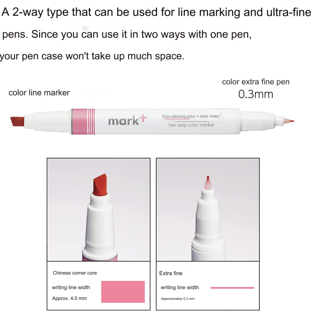Kokuyo PM-MT200 Mark+ Two Way Color Highlighter Fineliner Marker PM ...