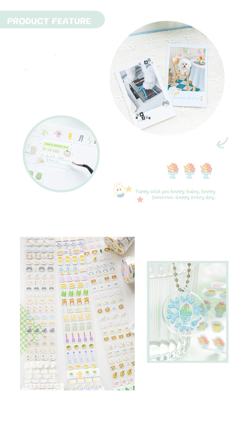 INS Korean Style Life Expression Series Die Cut Mini Deco Stickers Roll ...