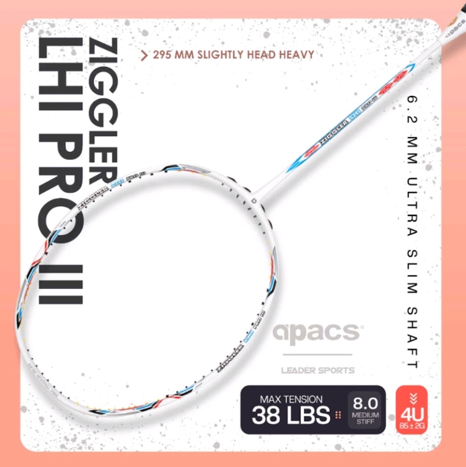 アパックス ZIGGLER LHI PRO III ホワイトBCP295 APACS Ziggler LHI Pro III(3) Badminton Racket - TriplePointSports