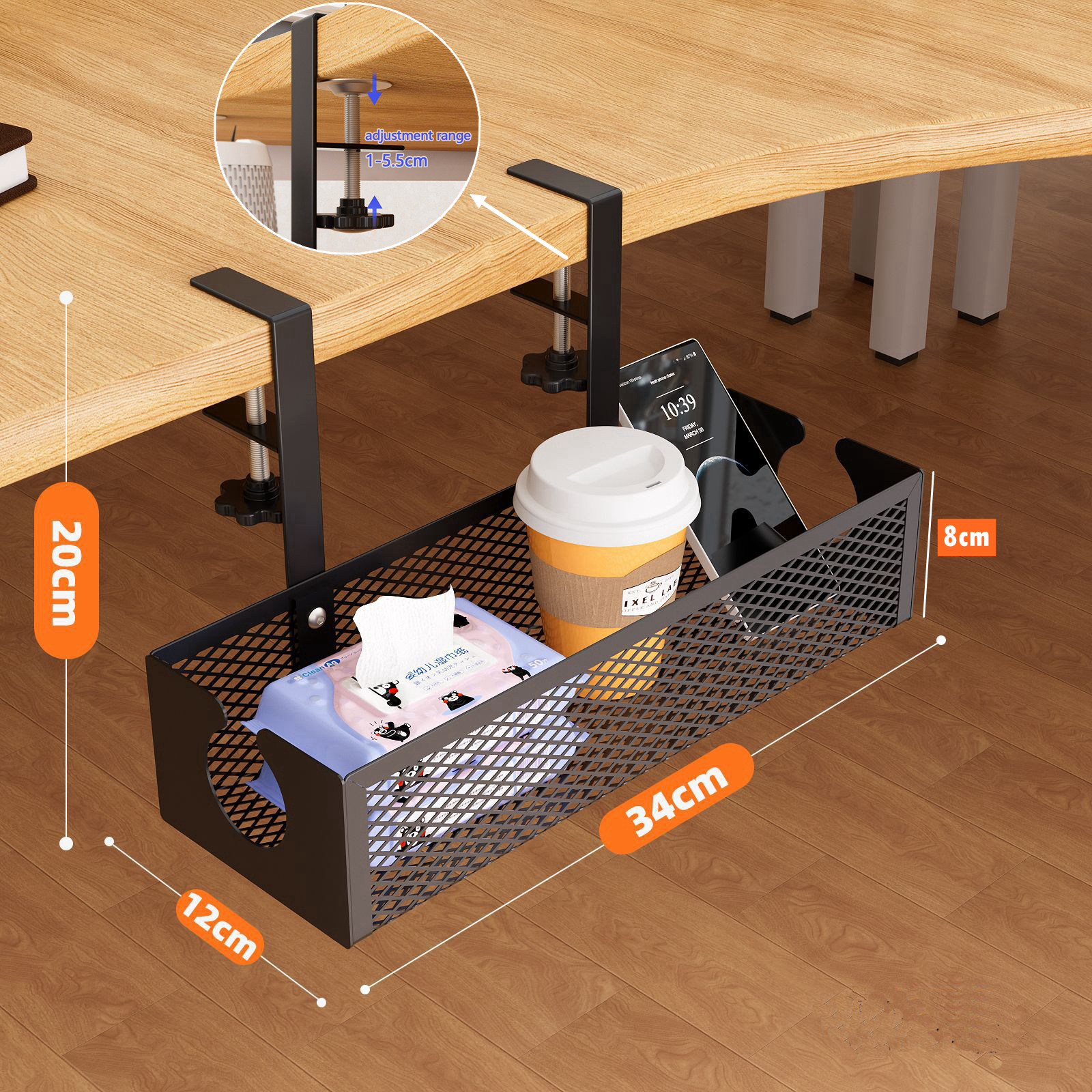 Under Desk Organizer Office Table Storage Office Organizer Shelf Desk ...