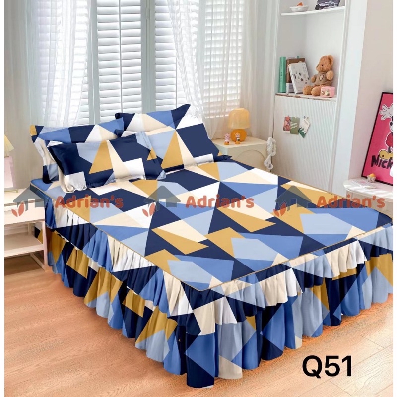 3 IN 1 King Size 190x200cm Cadar Ropol Set BedSheet Bed Skirt Bedspread ...