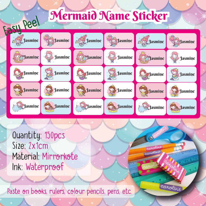 Sticker Nama 1X2cm / Sticker Name Label / Cartoon Kids Sticker ...